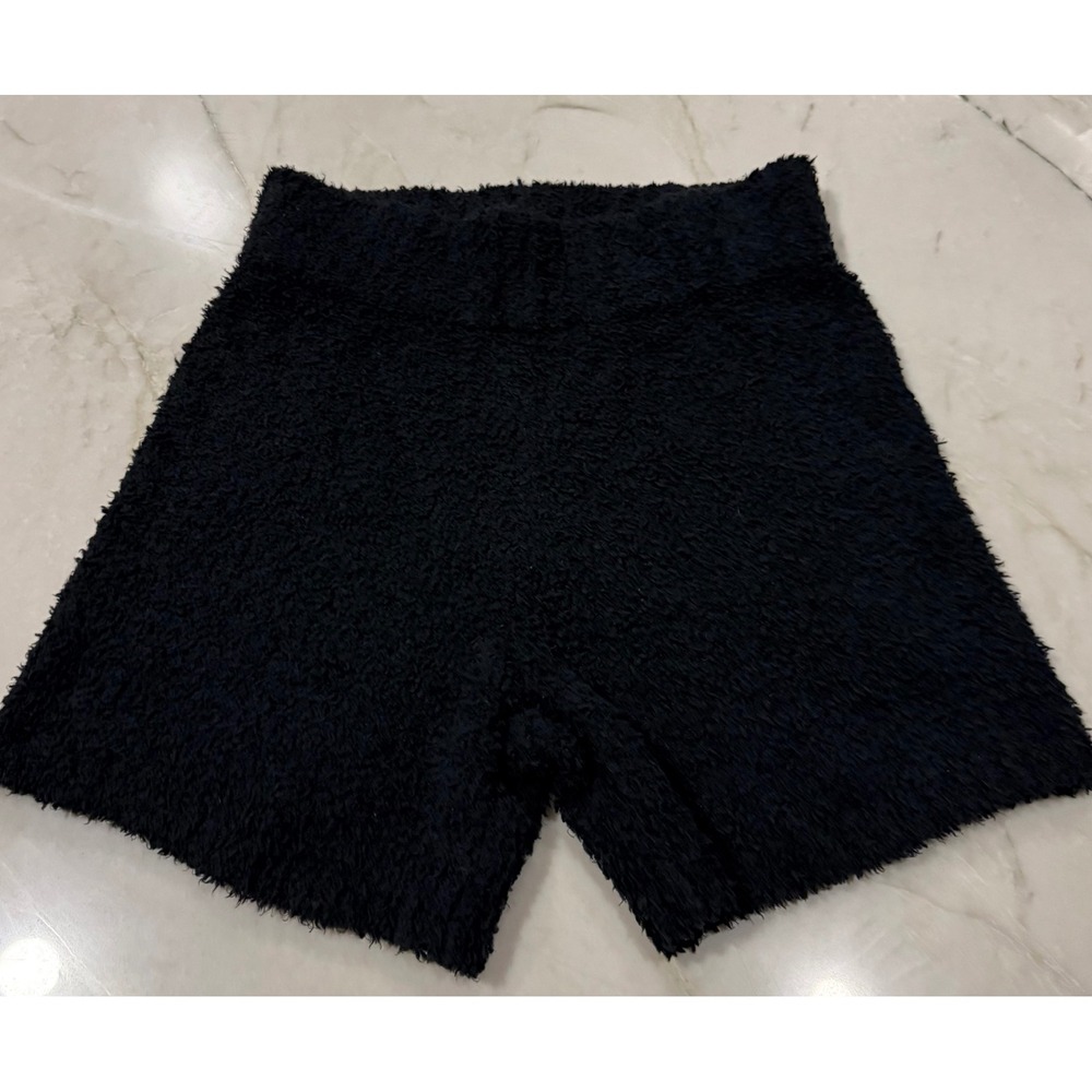 Skims Cozy Knit Short Onyx Black Boucle Lounge Fuzzy Shorts S/M Onyx Black